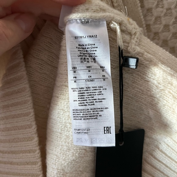 Armani Exchange | NWT Cream Cable Knit Wool Sweater | Size Medium - Picture 2 of 9